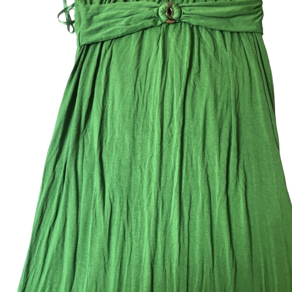 Max Studio Green Maxi Halter Strap Dress SZ L. Viscose/ spandex - Picture 7 of 16